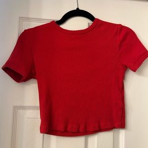 Topshop Ribbed Red Crop Top